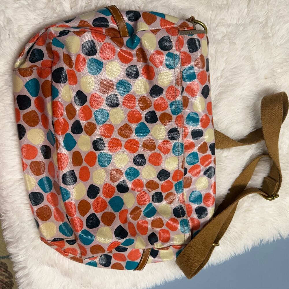 Fossil Key-Per Messenger Bag Coated Canvas Polka Dots Purse Laptop 16"X13" Bin - Picture 6 of 16